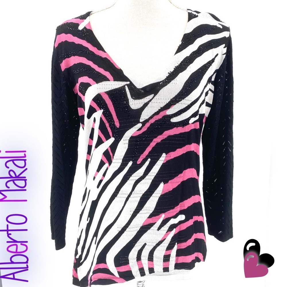 Alberto Makali pink & black V-Neck Sweater